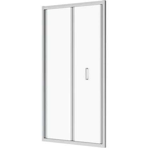 Porte de douche pour niche 90 cm Porte de douche pliante Profilés aluminium chromé Verre opaque 6mm Ajustable 87-91cm h190 Mod. Capri