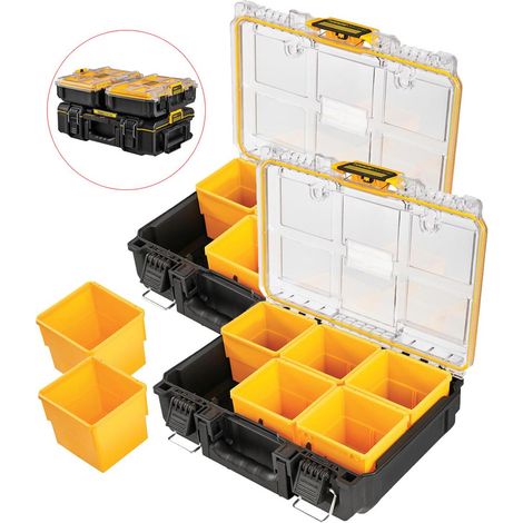 2X Dewalt Tough System 2.0 DWST83392-1 1/2 Width Deep Tool Organiser +6 Inserts (1/4)