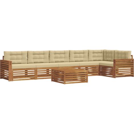 Conjunto de sofás de exterior con cojín 7 pcs Natural y Beige vidaXL (1/5)