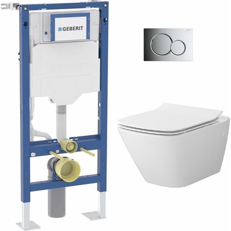 Pack WC Geberit UP320 + Cuvette sans bride Mesto Square+ Plaque Chromé Brillant (1/5)
