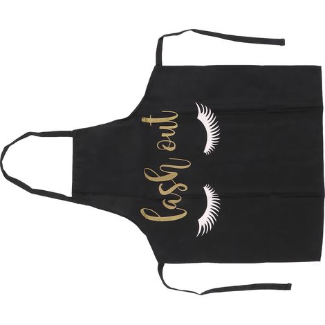Tablier Respirant Lavable pour Salon de Beauté, Motif Cils - Noir (1/5)