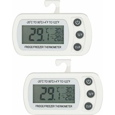 RHG 2 Pcs Thermomètre Pour Réfrigérat Congélat Numérique Température -20 À 50°C Avec Crochet, Écran Lcd Facile À Lire, Fonction D'Enregistrement Max Min (1/4)