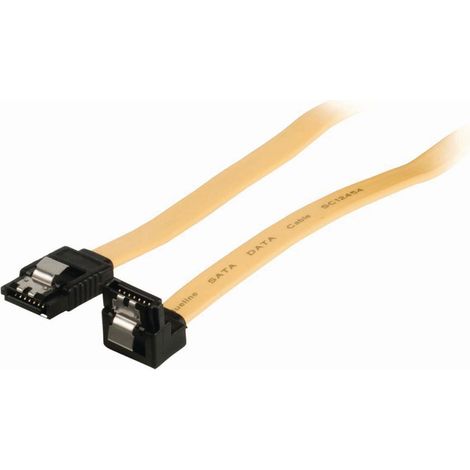 Nedis CCGP73255YE05 Câble de données Sata 6 Gb/s Sata 7-pins Femelle Avec Vergrendeling - Sata 7-pins Femelle 90° Gehoekt Met Vergrendeling 0,5 M Jaune