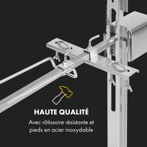 Klarstein Tourne Broche Mechoui Electrique, Rotisserie et Gril de Barbecue, Grande Broche Cochon de Lait, Tourne Broche Barbecue Rotissoire, Bbq Grill Barbecue 12W avec 3 Pieds en Acier Inoxydable
