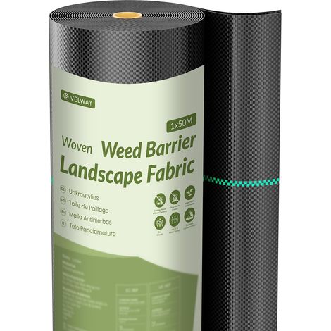 Mulching Cloth 1 x 50 m – Mulching Geotextile for Weeds in 100 g/m² Woven Polypropylene Fibres, Water Permeable, UV Resistant, Anti Regrowth (1/5)