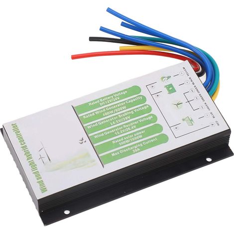 Contrôleur de charge hybride éolien-solaire pour batterie 12 V/24 V, PWM automatique, 20 A maximum, turbine de 800 W et panneau de 1000 W. (1/5)