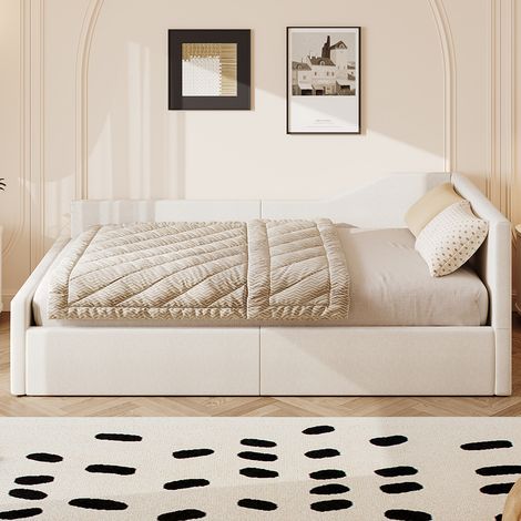 Canapé-lit rembourré 140 x 200 cm avec compartiment de rangement, mécanisme de rangement hydraulique, beige (1/5)