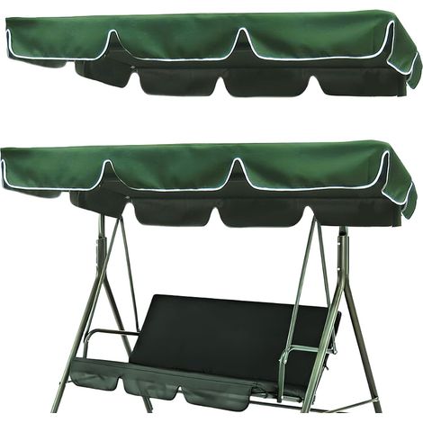 Toit pare-soleil pour balancelle de jardin - Universel - 195 x 125 x 15 cm - Auvent d'extérieur imperméable - Pour balancelle de jardin - Vert foncé (1/5)