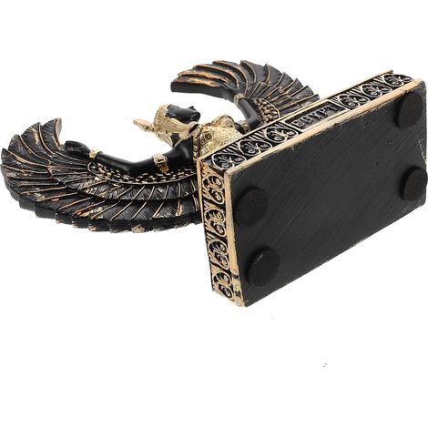 Statue de Déesse en Résine Noire 12x12x4,5 Cm, Sculpture Mythologique aux Ailes Déployées, Décoration Intérieure et Musée, Statue Égyptienne pour Hôtel et Collection (1/5)