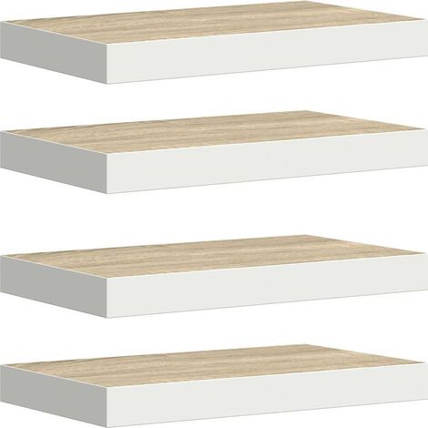 Scaffali a Parete Mensola da Parete 4 pz Rovere e Bianco 40x23x3,8 cm in MDF (1/5)