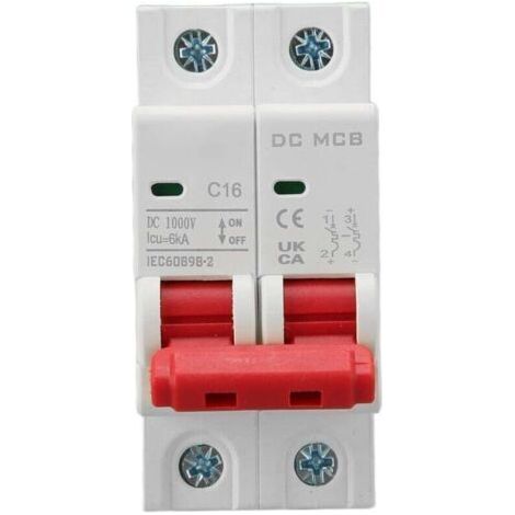 2P Circuit Breaker 6000A Breaking Capacity Overload Protection Mini Circuit Breaker DC1000V 16A (1/3)