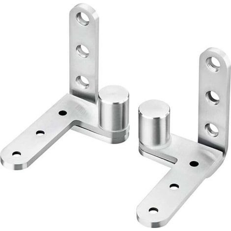 Charnière de porte pivotante en acier inoxydable, charnières pivotantes à axe central de porte cachée, 2 charnières à pivot central, 80 x 80 mm (argent) (1/5)