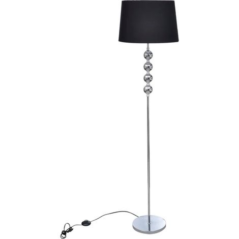 Lampadaire moderne avec abat-jour élégant salon 380 x 380 x 1560 mm lumière douce ambiance cosy en polyester noir