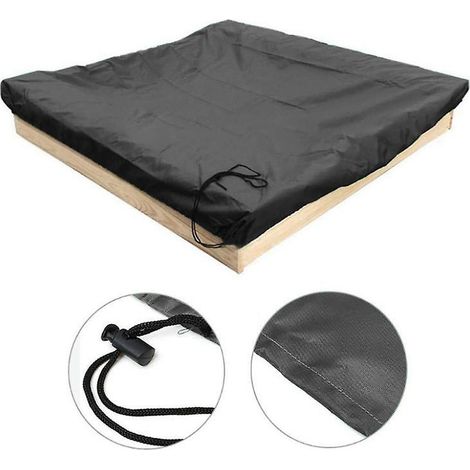 Bâche noire imperméable pour bac à sable carré de jardin, idéale pour les jeux d'extérieur des enfants. (1/5)
