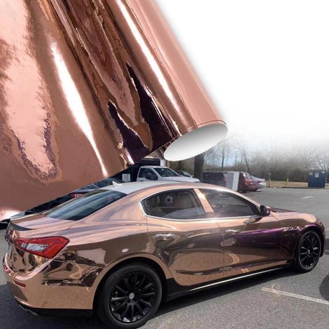 Autofolie Rosegold Chrom Spiegeleffekt, Metallic Glänzend, Wasserfest 75x152cm (1/5)