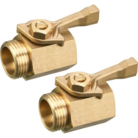 Kaelt - Lot de 2 vannes d'arrêt pour tuyau d'arrosage en laiton robuste de 1,9 cm avec 2 rondelles de tuyau (1/4)