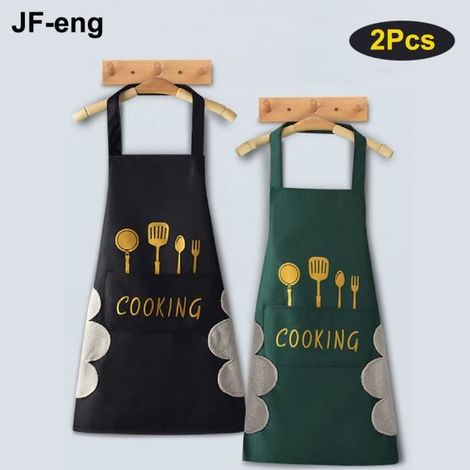 2Pcs Tabliers de Cuisine Etanche , Tablier Réglable avec Poches pour Cuisine Familial , Restaurant,Jardin,Barbecue,école,Café (1/4)