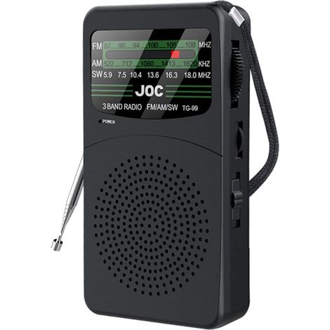 Tragbares AM/FM-Radio, kleines batteriebetriebenes Radio mit Clip und Kabel/Taschenlampe, Kopfhörerfunktion, hervorragende Klangqualität, Mini-Taschenradio für Laufen, Wandern, Reisen und Camping