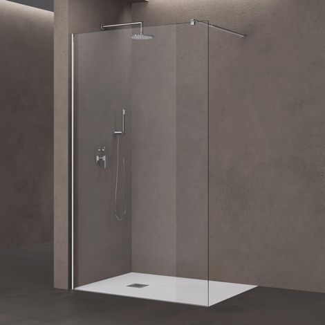 doporro Luxus Duschwand Duschabtrennung Bremen2K 140x200 Walk-In Dusche mit Stabilisator aus Echtglas 10mm ESG-Sicherheitsglas Klarglas inkl. Nano-Beschichtung (1/5)