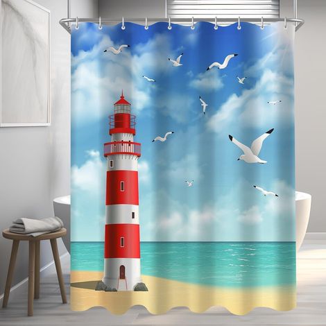Duschvorhang 200x200cm Leuchtturm Multi 185 H200 x B200 cm (1er Pack) (1/5)