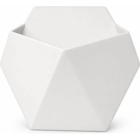 Maceta blanca colgante de pared, soporte geométrico para flores de interior.