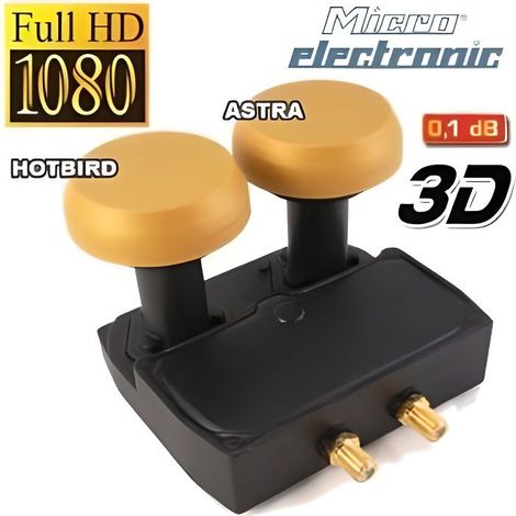 LNB Monobloc Twin - Micro Gold - Double Tête - 2 Sorties - 0,1 dB - Full HD