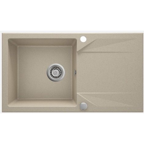 Lavello cucina in granito con 1 vasca e gocciolatoio 78x44 cm sabbia - Kalo