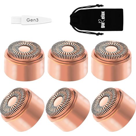 Lot de 6 têtes de rechange Gen 3 pour épilateur facial sans défaut, lames de rechange pour femme, têtes dorées 18 carats (1/5)