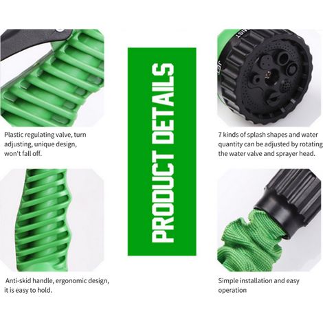 Pistolet d'arrosage haute pression portable 7 fonctions pour laver les voitures, arroser les fleurs et nettoyer les sols. Couleurs disponibles : bleu, vert, orange (en option). (1/4)