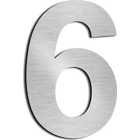 Numero 6 adhesivo en acero inoxidable 7.5 cm  Gris (1/2)