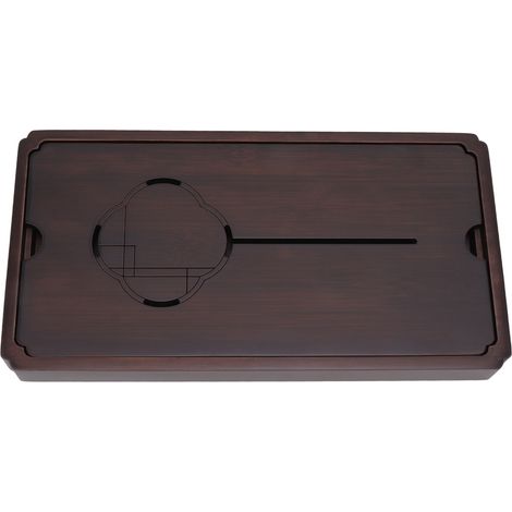 Plateau à thé chinois en bambou avec système de drainage et de rétention d'eau, petit format, décoratif et robuste. (1/5)