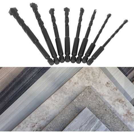 8 Pièces Foret Béton Carbure de Tungstène 6.35mm Queue Hexagonale Noire pour Carrelage et Maçonnerie