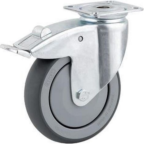 Roulettes pivotantes en acier galvanisé à platine de fixation TENTE 2477PJP075P40 (1/4)