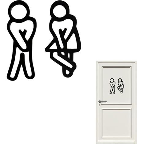 Stickers WC Humoristiques - Signalétique Toilettes Autoadhésive pour Intérieur/Extérieur, Plaque de Propreté avec Décoration Salle de Bain pour Restaurant Bureau École (1/5)