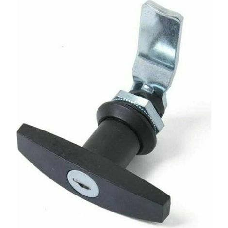 Serrure à Poignée en T avec Clé,Alliage d'Aluminium Loquet de Porte de Remorque Verrouillage de Poignée en T Verrou Universel de Poignée en T pour Trailers Campers,Noir (1/5)
