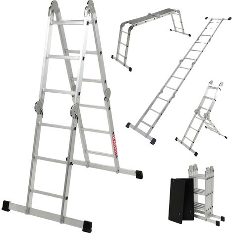 Échelle en aluminium, configuration 4x3, charge maximale 150 kg, quatre configurations, charnières auto-bloquantes, conception légère (1/5)