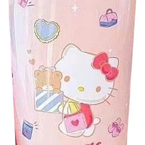 Sanrio-Isolierbecher aus Edelstahl mit Strohhalm und Katzenmotiv, ideal für Kinder. Silikonbecher mit Strohhalm und Puppenmotiv. (1/5)