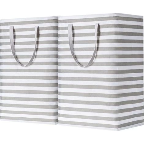 Ensemble de 2 grands paniers à linge, imperméables et autoportants, pliables avec poignées de transport, gris, 75L. (1/5)