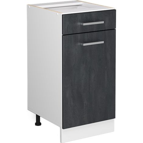 Küchenunterschrank R-Line, Schwarz Beton, 40 cm ohne Arbeitsplatte, Vicco