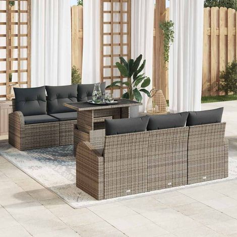 vidaXL Set Divano da Giardino 7 pcs Grigio Rattan in Polipropilene (1/5)