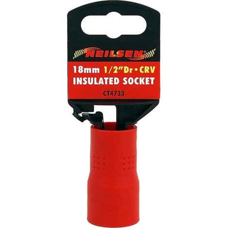 Neilsen 18mm Single Injection Insulated VDE Metric Standard 1/2" Drive Socket