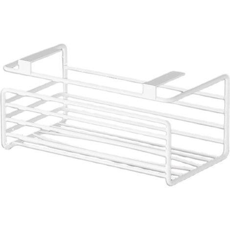 Porta rotolo di carta assorbente, porta rotolo da cucina, organizzazione in cucina, montabile senza foratura, 26 x 14 cm, bianco (1/5)