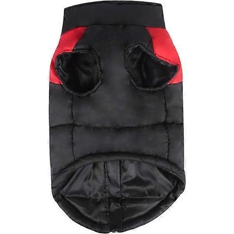 Winterlicher Hundemantel mit Farbblockmuster, wasserdichte und winddichte Jacke, Hundeschneeanzug, Größe 3XL, rot.