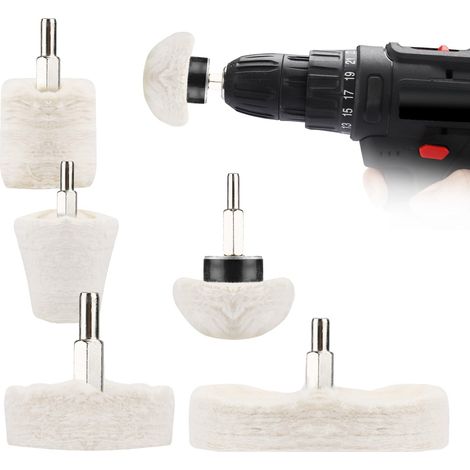 Meules à polir Pour Perceuse, 6 Pcs Kit Polissage Voiture, White Roue de Polissage for Metal, Phare, Chrome (1/5)