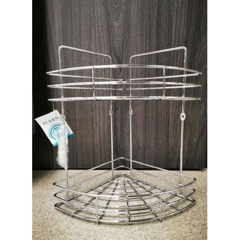 Étagère d'angle pour salle de bain de douche, 2 niveaux, chromée