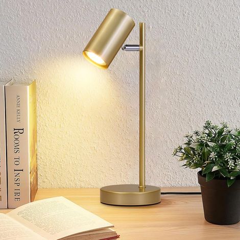 ZMH Lampe de Chevet Lampe de Table de Salon Or - Lampe de Table GU10 Pivotante à 350° Chambre à Coucher en Métal Lampe de Bureau avec Interrupteur à Câble pour Table de Chevet Étude (1/5)