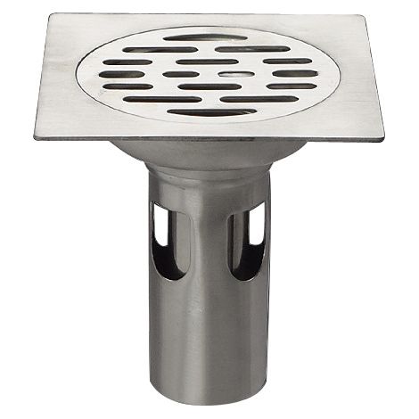Siphon de sol carré pour douche, en acier inoxydable, avec protection anti-odeurs, adapté aux zones humides et à l'évacuation des eaux usées domestiques.-AquaForge (1/5)