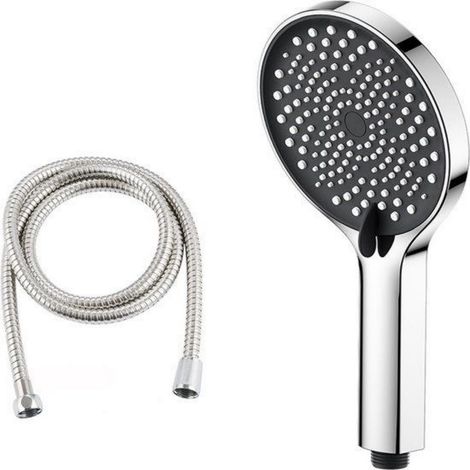 Pommeau de douche économique avec flexible – Douchette universelle basse consommation avec tuyau inclus – Argent (1/5)