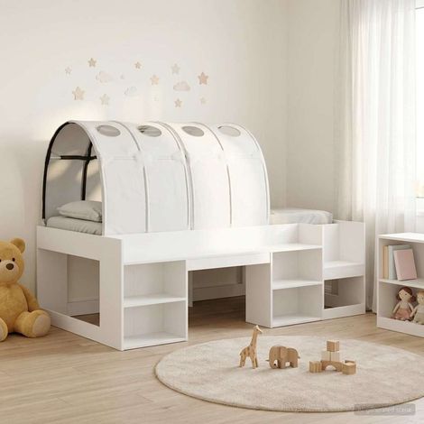 Cama con túnel con estante 3 uds. Blanco Madera de ingeniería (1/5)