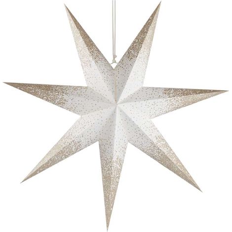 EMOS LED Papierstern zum Aufhängen mit goldenem Glitzer an den Rändern, weiß, 60 cm, Innen, DCAZ07 (1/5)